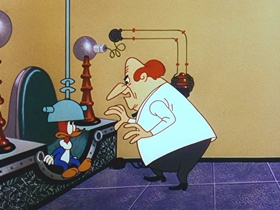 Screenshots from the 1956 Walter Lantz cartoon Woodpecker From Mars
