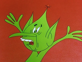 Screenshots from the 1956 Walter Lantz cartoon Woodpecker From Mars