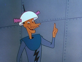 Screenshots from the 1956 Walter Lantz cartoon Woodpecker From Mars