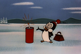 Screenshots from the 1956 Walter Lantz cartoon Hold That Rock