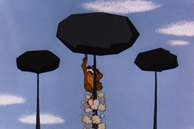 Screenshots from the 1956 Walter Lantz cartoon Hold That Rock