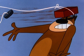 Screenshots from the 1956 Walter Lantz cartoon Hold That Rock