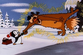 Screenshots from the 1956 Walter Lantz cartoon Hold That Rock