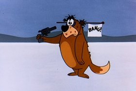 Screenshots from the 1956 Walter Lantz cartoon Hold That Rock