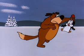 Screenshots from the 1956 Walter Lantz cartoon Hold That Rock