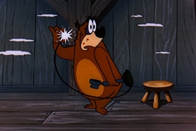Screenshots from the 1956 Walter Lantz cartoon Hold That Rock