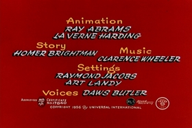 Screenshots from the 1956 Walter Lantz cartoon Hold That Rock