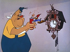 Screenshots from the 1956 Walter Lantz cartoon Calling All Cuckoos