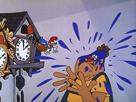 Screenshots from the 1956 Walter Lantz cartoon Calling All Cuckoos