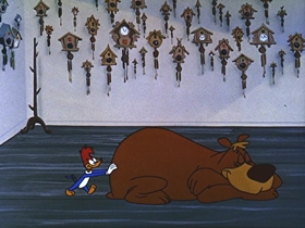 Screenshots from the 1956 Walter Lantz cartoon Calling All Cuckoos