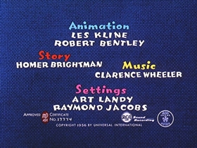 Screenshots from the 1956 Walter Lantz cartoon Calling All Cuckoos