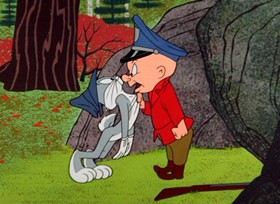 Screenshots from the 1956 Warner Bros. cartoon Bugs