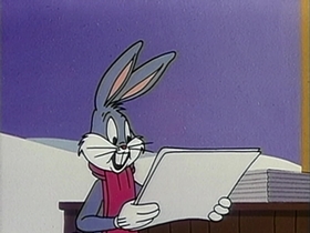 Screenshots from the 1956 Warner Bros. cartoon Half-Fare Hare