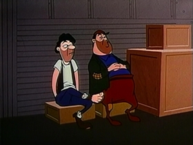 Screenshots from the 1956 Warner Bros. cartoon Half-Fare Hare