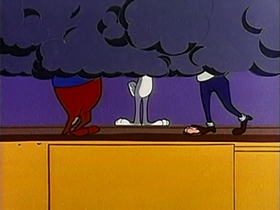 Screenshots from the 1956 Warner Bros. cartoon Half-Fare Hare