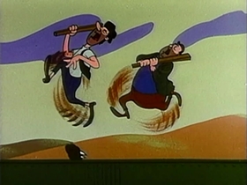 Screenshots from the 1956 Warner Bros. cartoon Half-Fare Hare