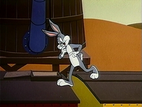 Screenshots from the 1956 Warner Bros. cartoon Half-Fare Hare