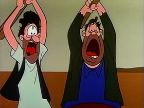 Screenshots from the 1956 Warner Bros. cartoon Half-Fare Hare