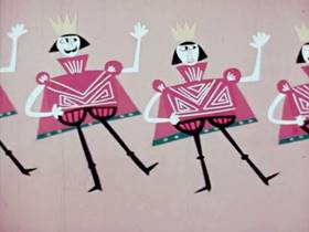 Screenshots from the 1956 UPA cartoon The Twelve Days of Christmas