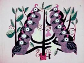 Screenshots from the 1956 UPA cartoon The Twelve Days of Christmas