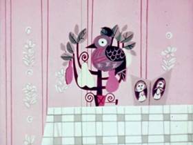 Screenshots from the 1956 UPA cartoon The Twelve Days of Christmas