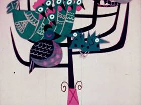 Screenshots from the 1956 UPA cartoon The Twelve Days of Christmas