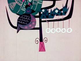 Screenshots from the 1956 UPA cartoon The Twelve Days of Christmas