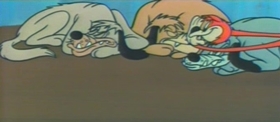 Screenshots from the 1957 MGM cartoon Cat