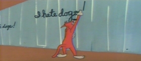 Screenshots from the 1957 MGM cartoon Cat