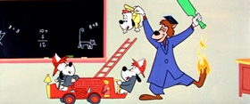 Screenshots from the 1957 MGM cartoon Blackboard Jumble