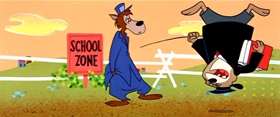 Screenshots from the 1957 MGM cartoon Blackboard Jumble