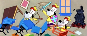 Screenshots from the 1957 MGM cartoon Blackboard Jumble