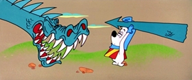 Screenshots from the 1957 MGM cartoon One Droopy Knight
