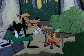 Screenshots from the 1957 Walter Lantz cartoon Red Riding Hoodlum