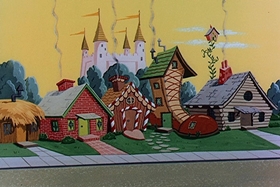 Screenshots from the 1957 Walter Lantz cartoon Red Riding Hoodlum