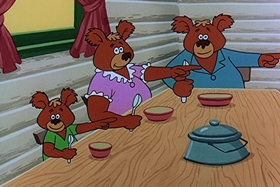 Screenshots from the 1957 Walter Lantz cartoon Red Riding Hoodlum