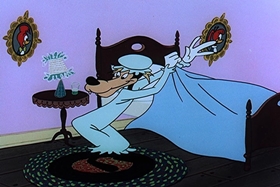 Screenshots from the 1957 Walter Lantz cartoon Red Riding Hoodlum