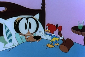 Screenshots from the 1957 Walter Lantz cartoon Red Riding Hoodlum