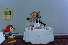 Screenshots from the 1957 Walter Lantz cartoon Red Riding Hoodlum