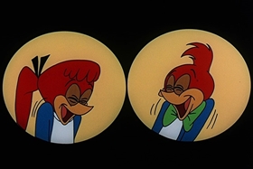Screenshots from the 1957 Walter Lantz cartoon Red Riding Hoodlum