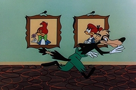 Screenshots from the 1957 Walter Lantz cartoon Red Riding Hoodlum