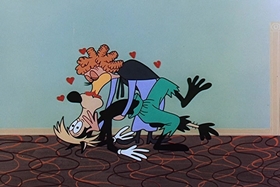 Screenshots from the 1957 Walter Lantz cartoon Red Riding Hoodlum