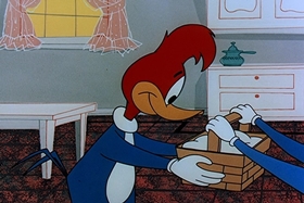 Screenshots from the 1957 Walter Lantz cartoon Red Riding Hoodlum