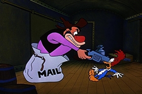 Screenshots from the 1957 Walter Lantz cartoon Box Car Bandit