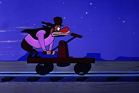Screenshots from the 1957 Walter Lantz cartoon Box Car Bandit