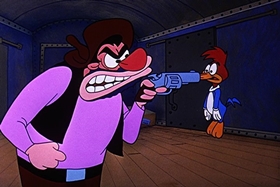 Screenshots from the 1957 Walter Lantz cartoon Box Car Bandit