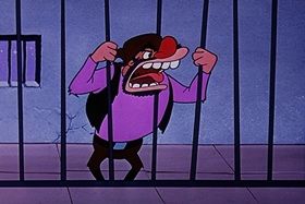 Screenshots from the 1957 Walter Lantz cartoon Box Car Bandit