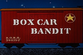 Screenshots from the 1957 Walter Lantz cartoon Box Car Bandit