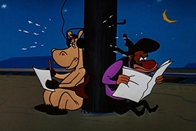 Screenshots from the 1957 Walter Lantz cartoon Box Car Bandit
