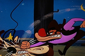 Screenshots from the 1957 Walter Lantz cartoon Box Car Bandit